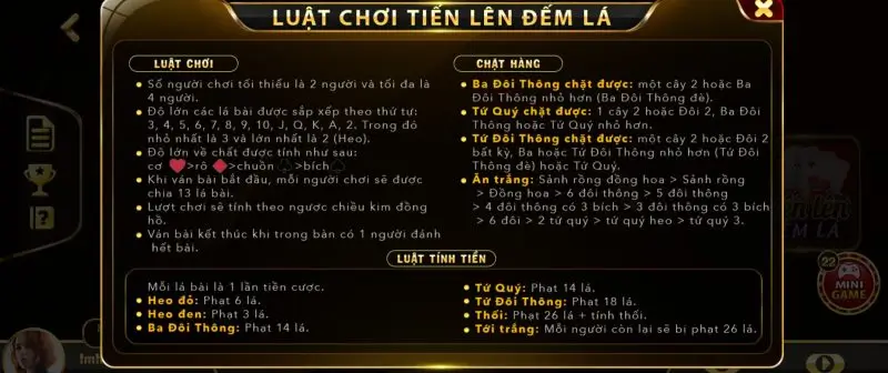 Luật chơi tiến lên đếm lá chi tiết tại 12bet